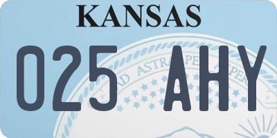 KS license plate 025AHY