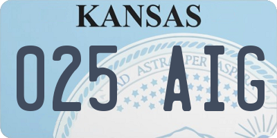 KS license plate 025AIG