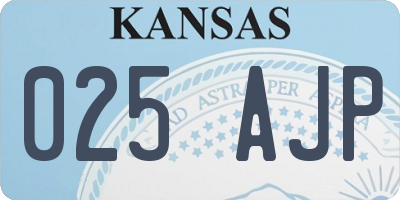 KS license plate 025AJP