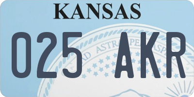 KS license plate 025AKR
