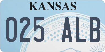KS license plate 025ALB