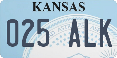 KS license plate 025ALK