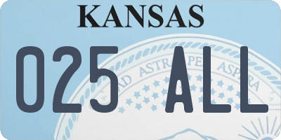 KS license plate 025ALL