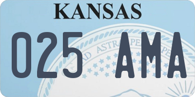 KS license plate 025AMA