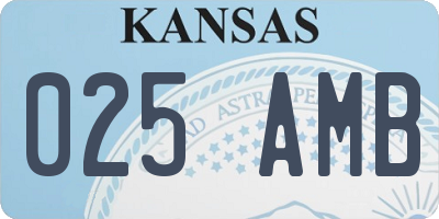 KS license plate 025AMB