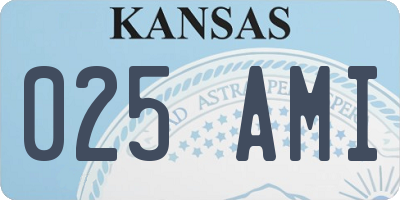 KS license plate 025AMI