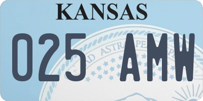 KS license plate 025AMW