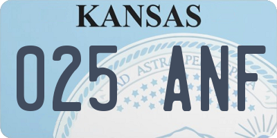 KS license plate 025ANF