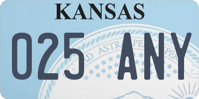 KS license plate 025ANY