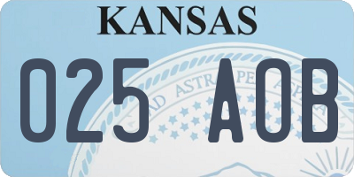 KS license plate 025AOB