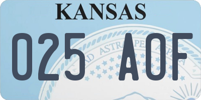 KS license plate 025AOF
