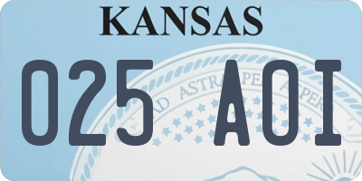 KS license plate 025AOI