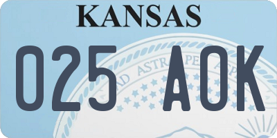 KS license plate 025AOK
