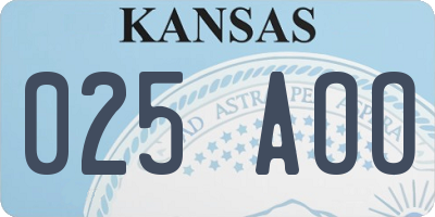 KS license plate 025AOO