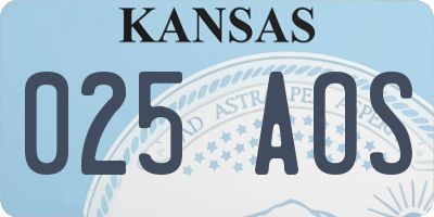 KS license plate 025AOS