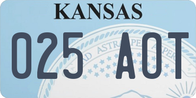 KS license plate 025AOT