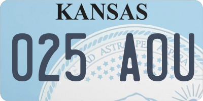 KS license plate 025AOU