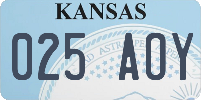 KS license plate 025AOY