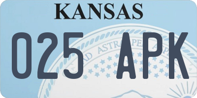KS license plate 025APK