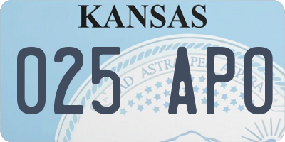 KS license plate 025APO
