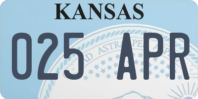 KS license plate 025APR