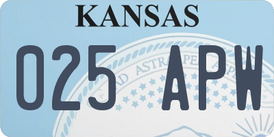 KS license plate 025APW
