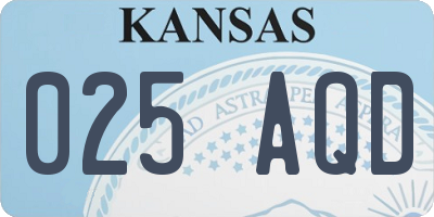 KS license plate 025AQD