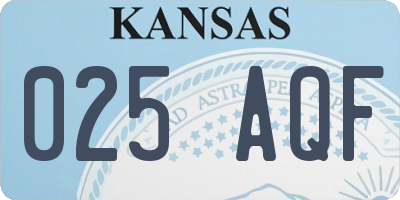 KS license plate 025AQF