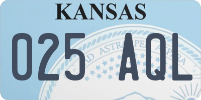 KS license plate 025AQL