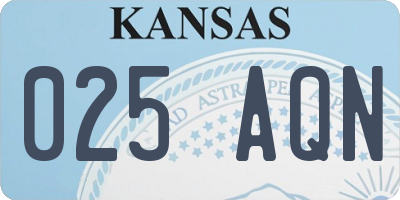 KS license plate 025AQN