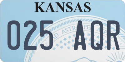 KS license plate 025AQR