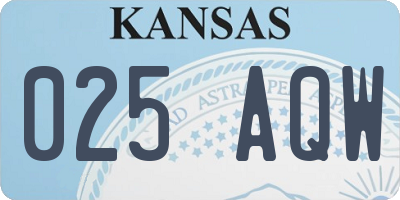 KS license plate 025AQW