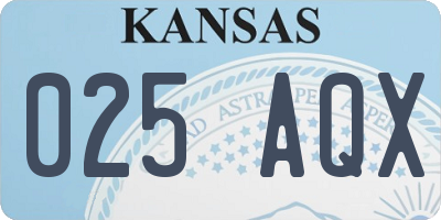 KS license plate 025AQX