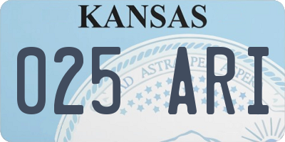 KS license plate 025ARI