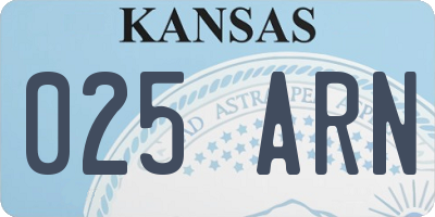 KS license plate 025ARN