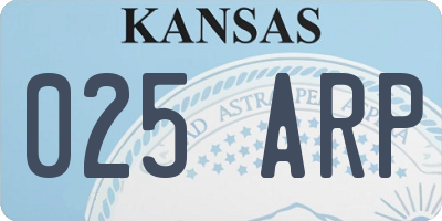 KS license plate 025ARP