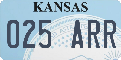 KS license plate 025ARR