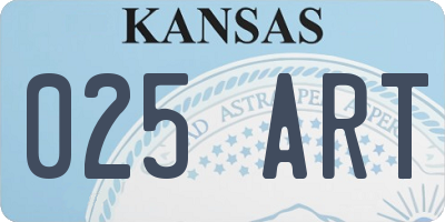 KS license plate 025ART