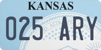 KS license plate 025ARY