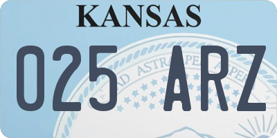 KS license plate 025ARZ
