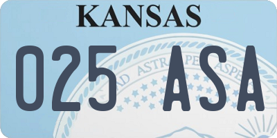 KS license plate 025ASA