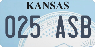 KS license plate 025ASB