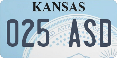 KS license plate 025ASD