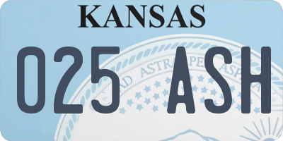 KS license plate 025ASH