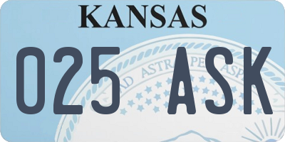 KS license plate 025ASK