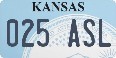 KS license plate 025ASL