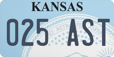KS license plate 025AST