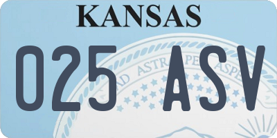 KS license plate 025ASV