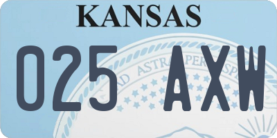 KS license plate 025AXW