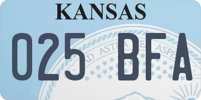 KS license plate 025BFA